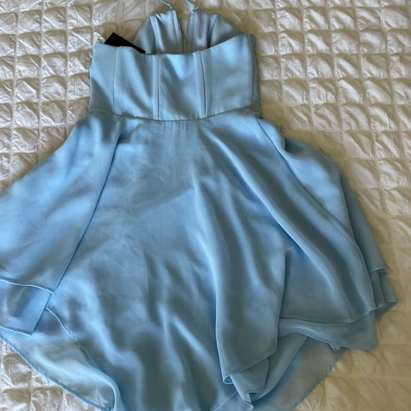 Michael Costello Blue Brighton Hankerchief High-Low Halter Dress - Picture 10 of 14